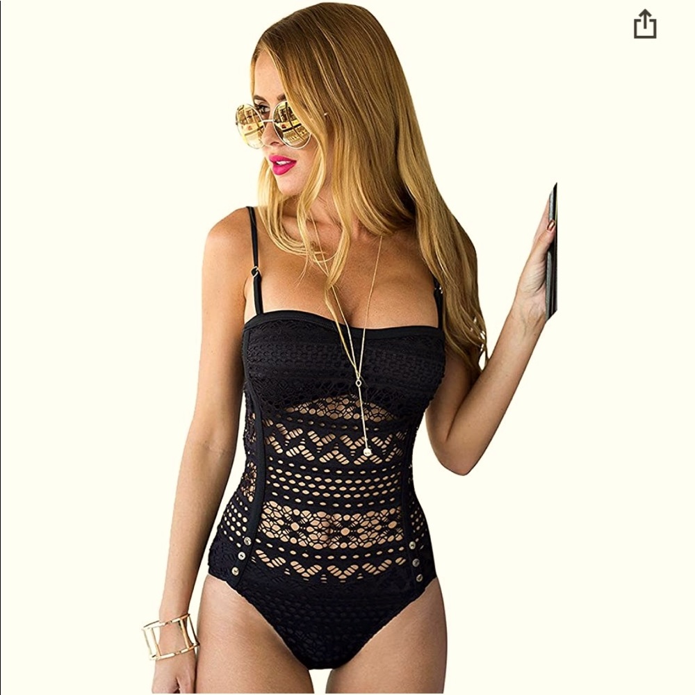 NWT Crochet Lace 1 pce swimsuit adjust straps - 8